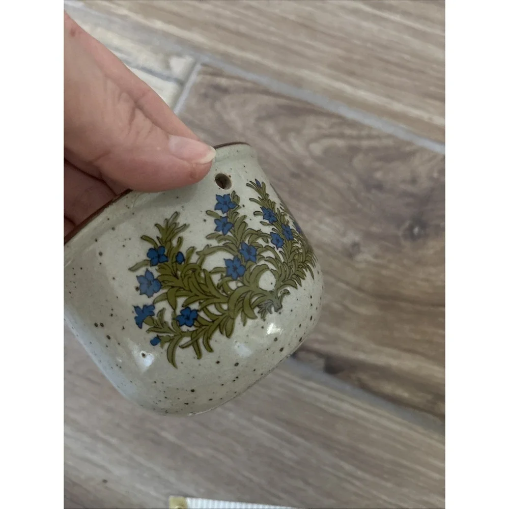 Vintage Speckled Takahashi Japanese Flower Pot With Holes For Hanging‎ 3.5